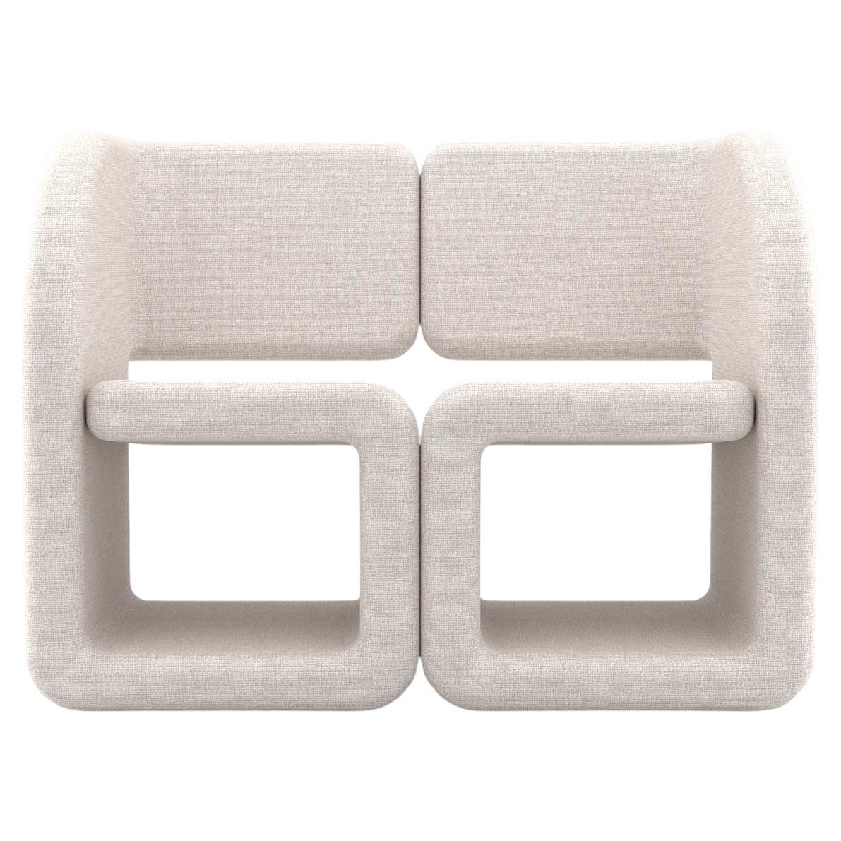 Divano Cubiq a 2 posti - Divano modulare completamente imbottito in tessuto bianco