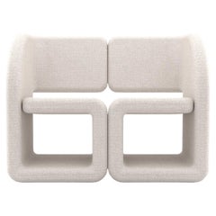Cubiq 2 Seat Sofa - Fully Upholstered Modular Sofa in White Fabric