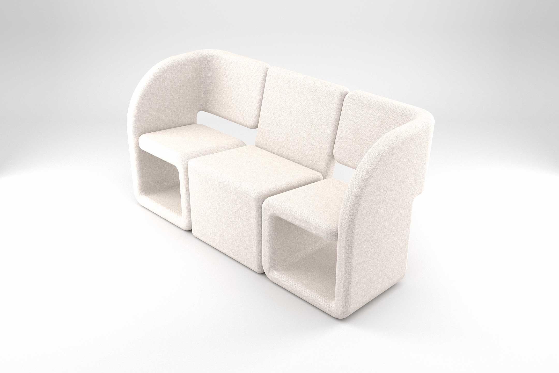 Abbracciata dai suoi lati alti, la collezione Cubiq crea al suo interno un'area confortevole che invita gli utenti a conversazioni private, permettendo loro di configurare lo spazio circostante a proprio piacimento grazie al suo esclusivo sistema