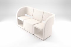 Cubiq 3 Seat Sofa - Fully Upholstered Modular Sofa in White Fabric