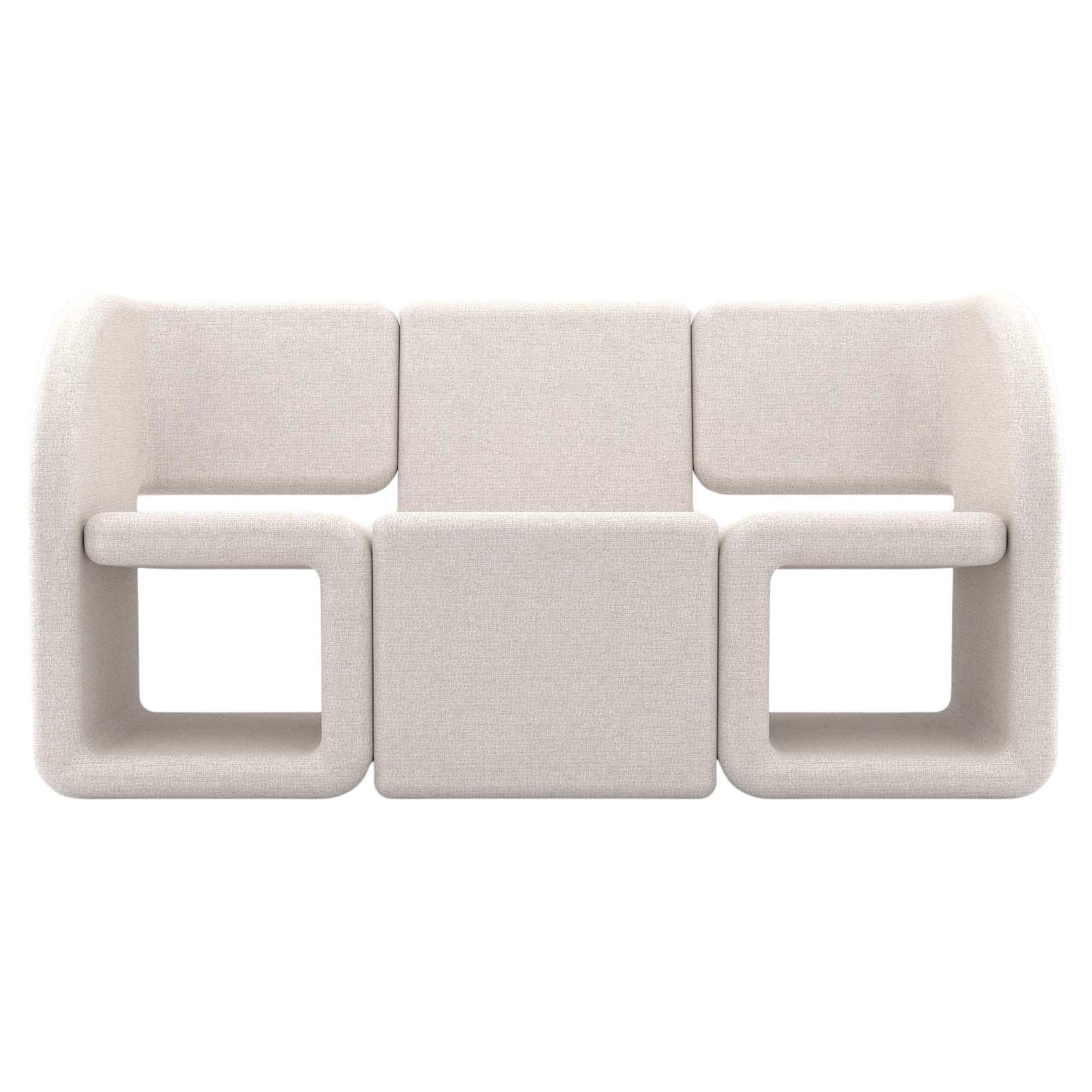 Divano Cubiq a 3 posti - Divano modulare completamente imbottito in tessuto bianco