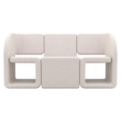 Cubiq 3 Seat Sofa - Fully Upholstered Modular Sofa in White Fabric