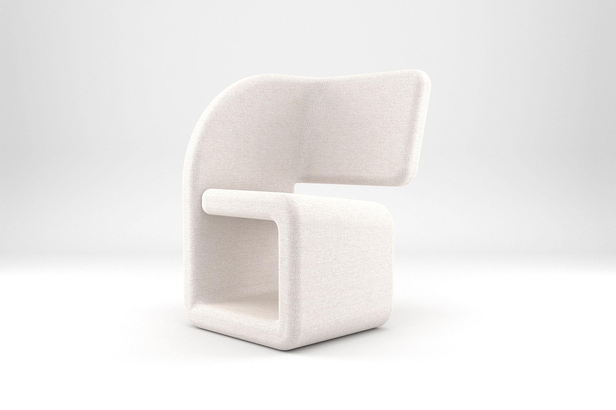 Moderno Sedia Cubiq - Sedia modulare completamente imbottita in tessuto bianco in vendita