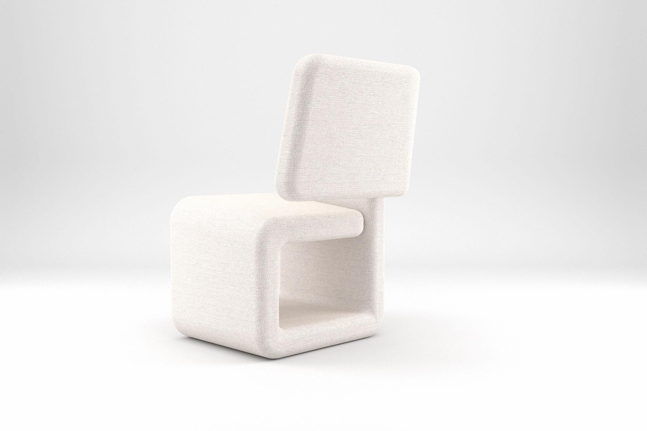 Europeo Sedia Cubiq - Sedia modulare completamente imbottita in tessuto bianco in vendita