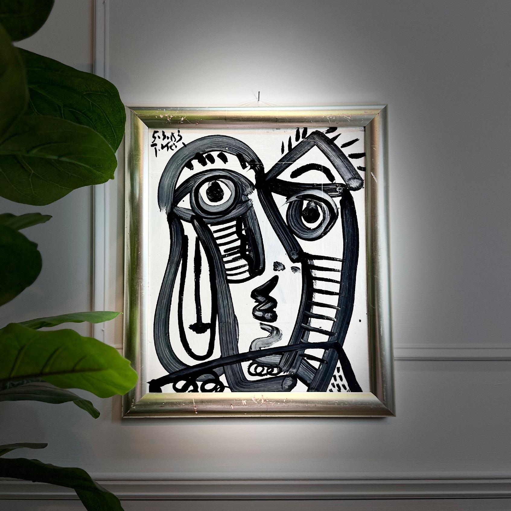 Un sorprendente dipinto cubista in acrilico su tavola, firmato dall'artista Peter Robert Keil e datato 1983.
Questo studio monocromatico è audace e stimolante, dinamico ed espressivo.

Dimensioni complessive 47,5 cm di altezza, 41 cm di larghezza,