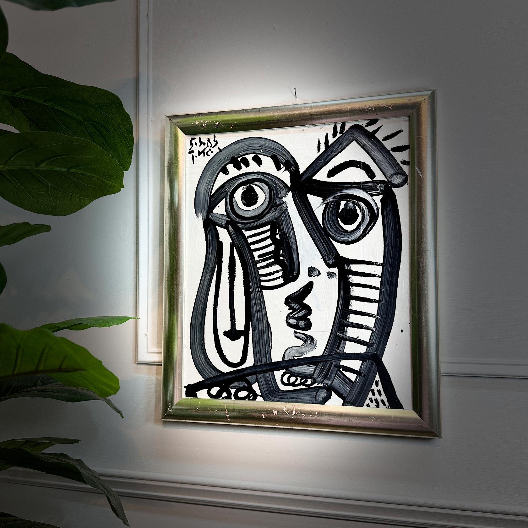 Fine XX secolo Cubismo Pittura acrilica su tavola Peter Robert Keil 1983 in vendita