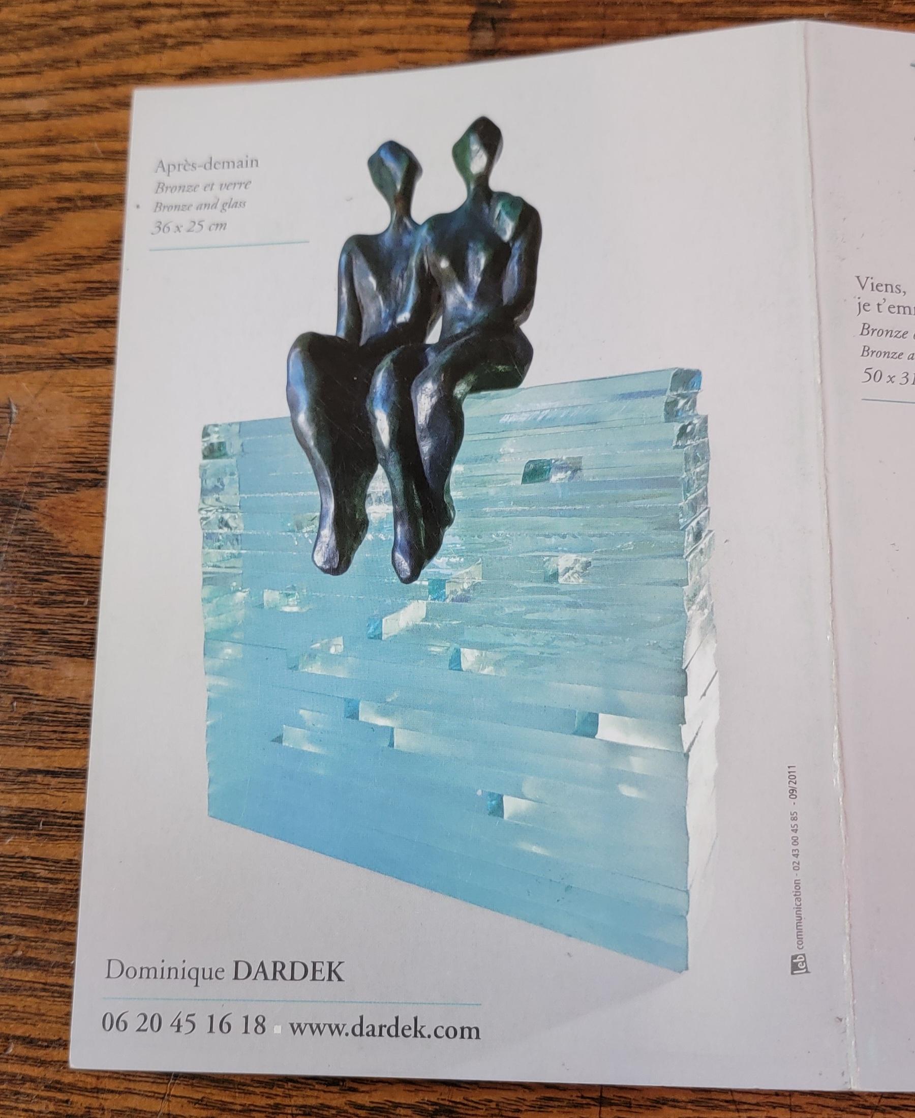 Kubistische Bronzeskulptur von nackten Figuren von Dominique Dardek im Angebot 11