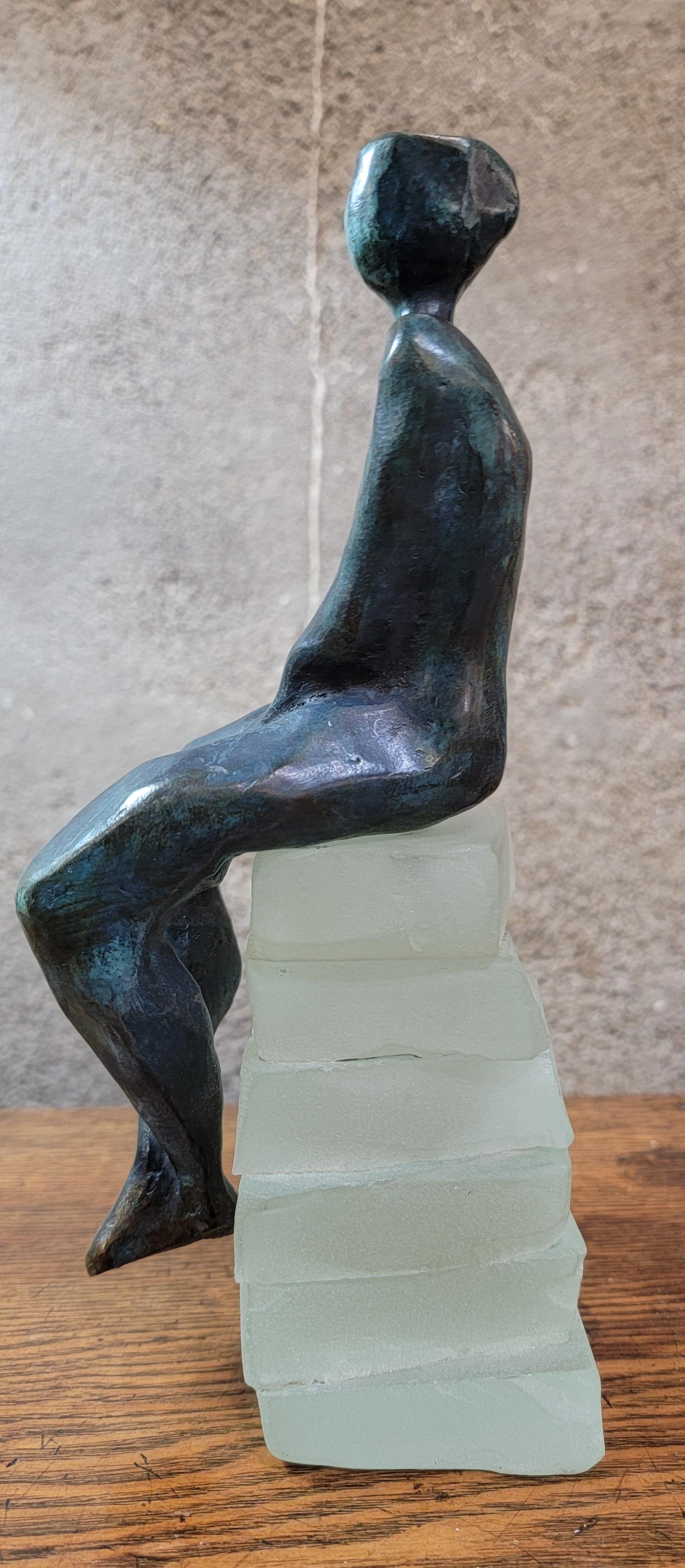 Kubistische Bronzeskulptur von nackten Figuren von Dominique Dardek im Angebot 2