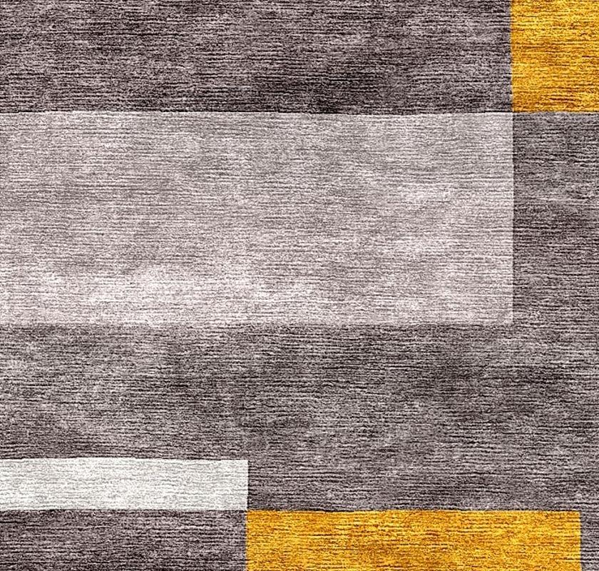 Tapis en soie réfracturée cubiste or béton noué à la main design moderne contemporain et contemporain Neuf - En vente à Lohr, Bavaria, DE