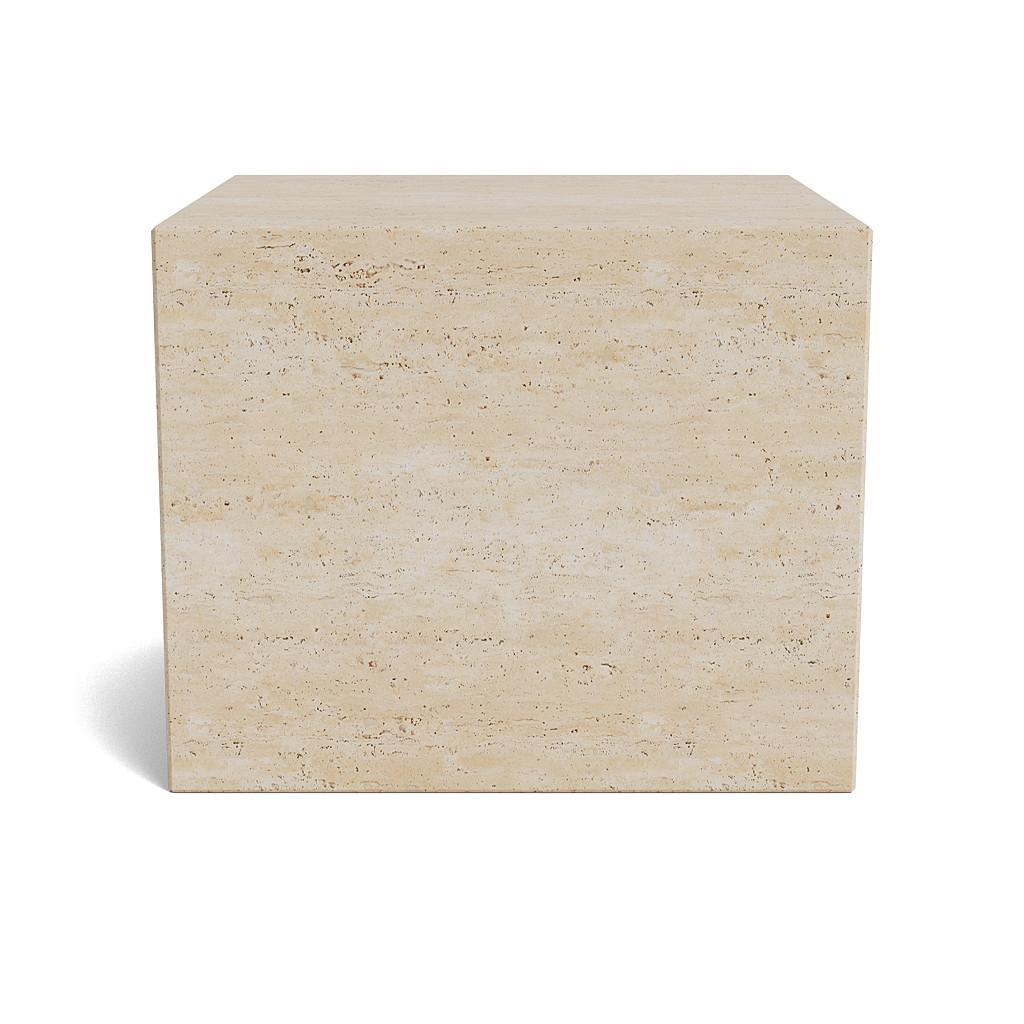 Cubism Small Coffee Table by NORR11
Dimensions: D 45 x W 45 x H 37 cm.
Materials: Travertine and felt.

Available in two different size options. Prices may vary. The surface of the table is polished and untreated; please note that any treatment