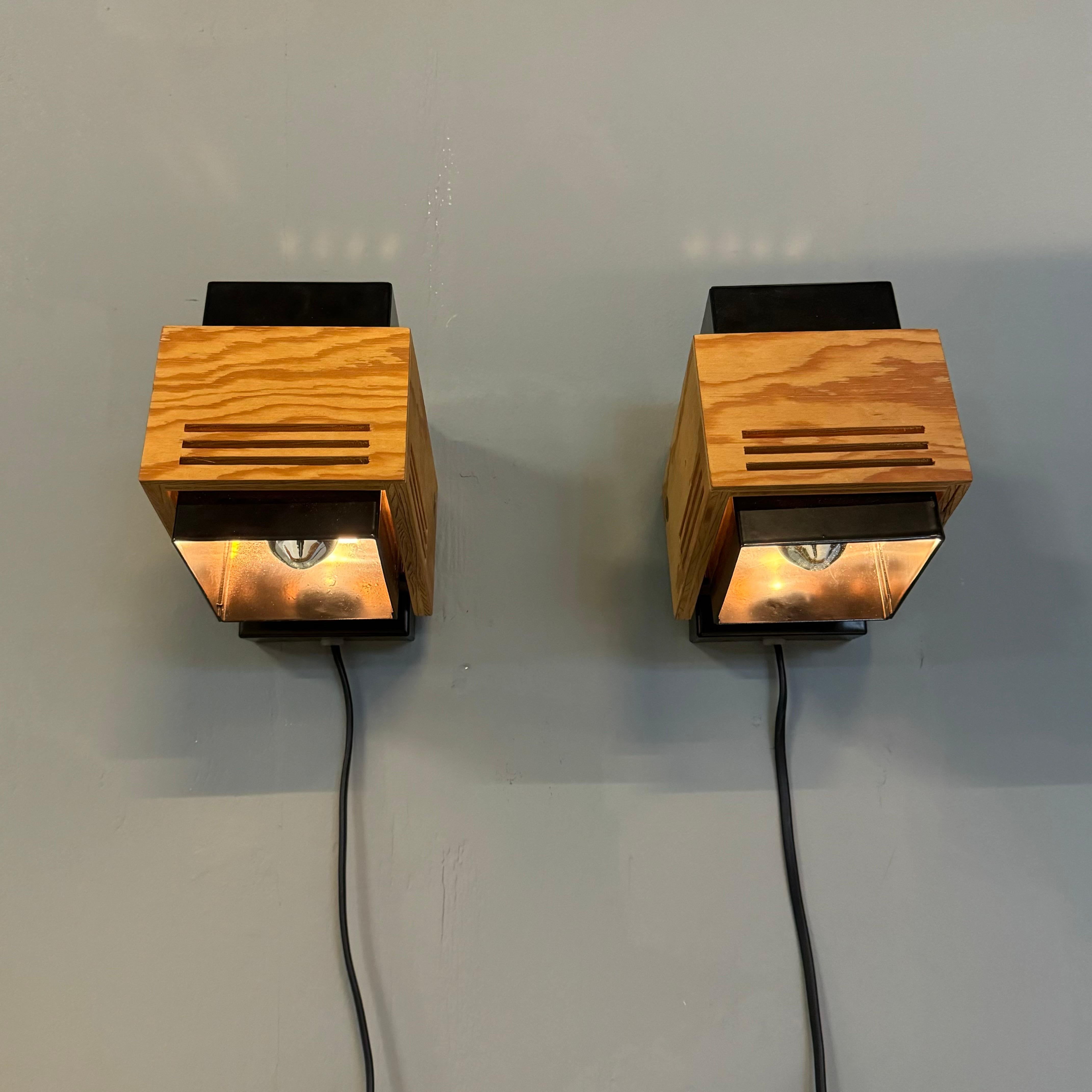 Late 20th Century Cubism Wall lamps by Claus Bolby for Cebo Industri 70's For Sale