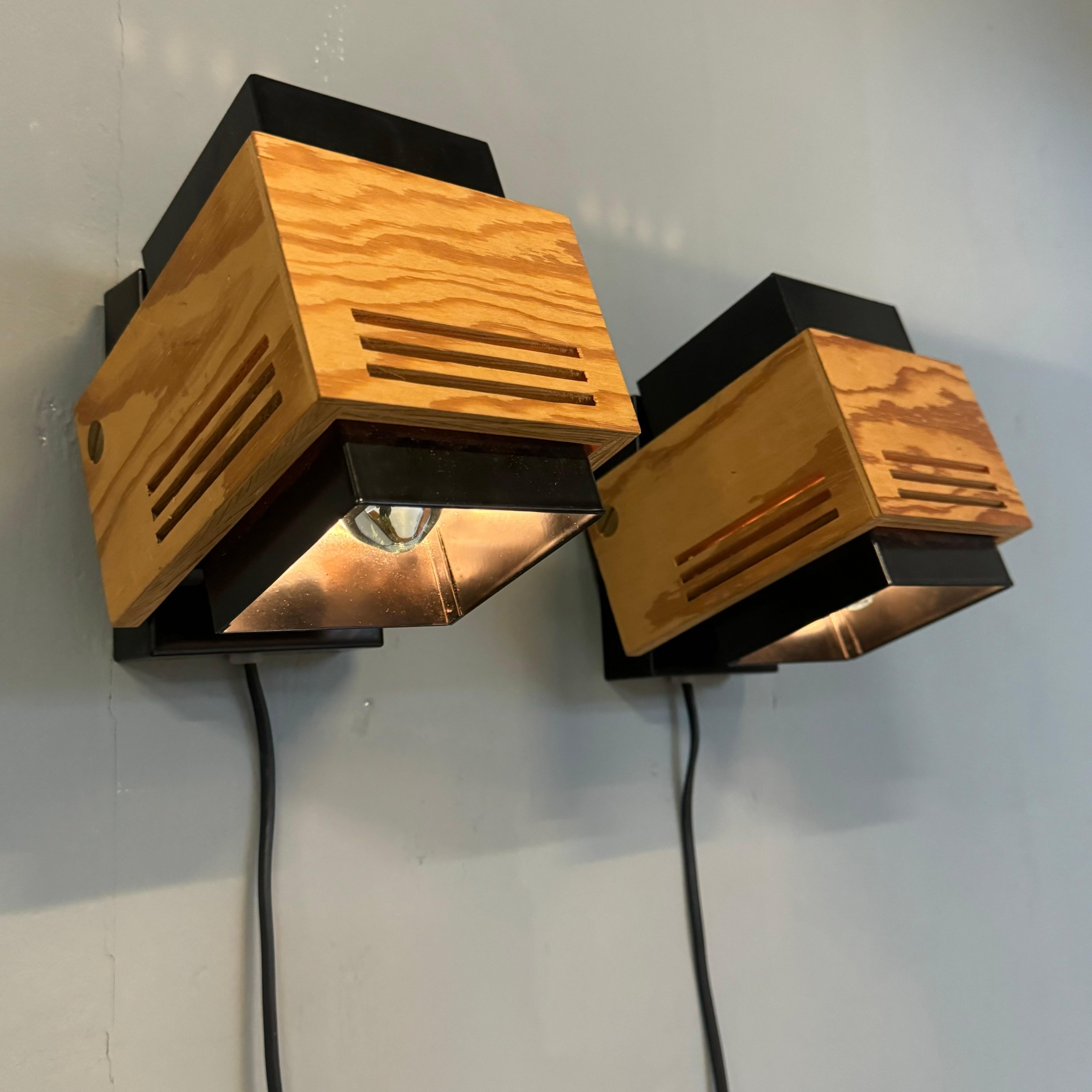 Brass Cubism Wall lamps by Claus Bolby for Cebo Industri 70's For Sale