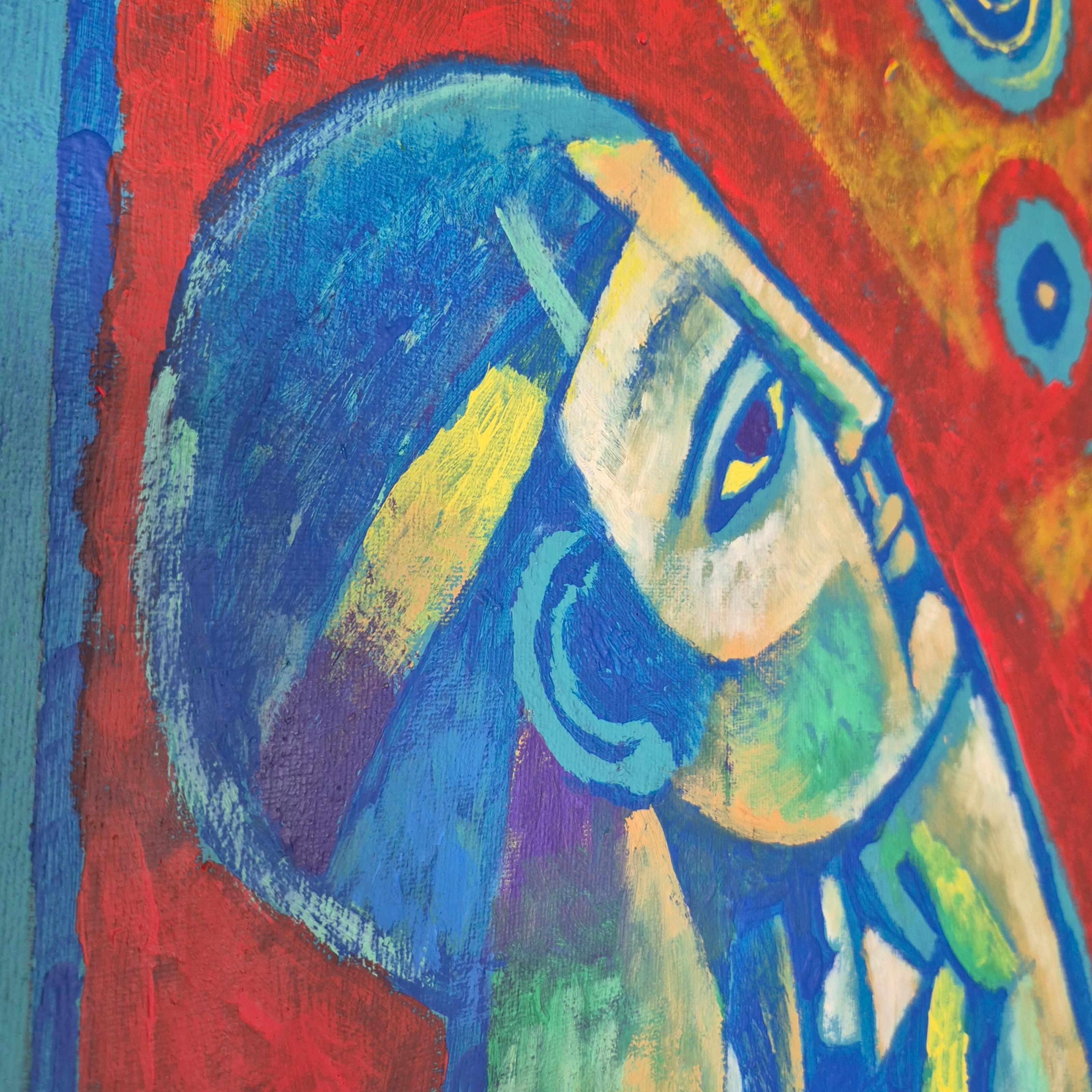 20th Century Cubist abstract painting by Marco de Lucca, Germany 1990s For Sale