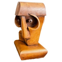 "Cubist Air Pilot, " Unique Wood Sculpture of 1920s Airplane Pilot, France