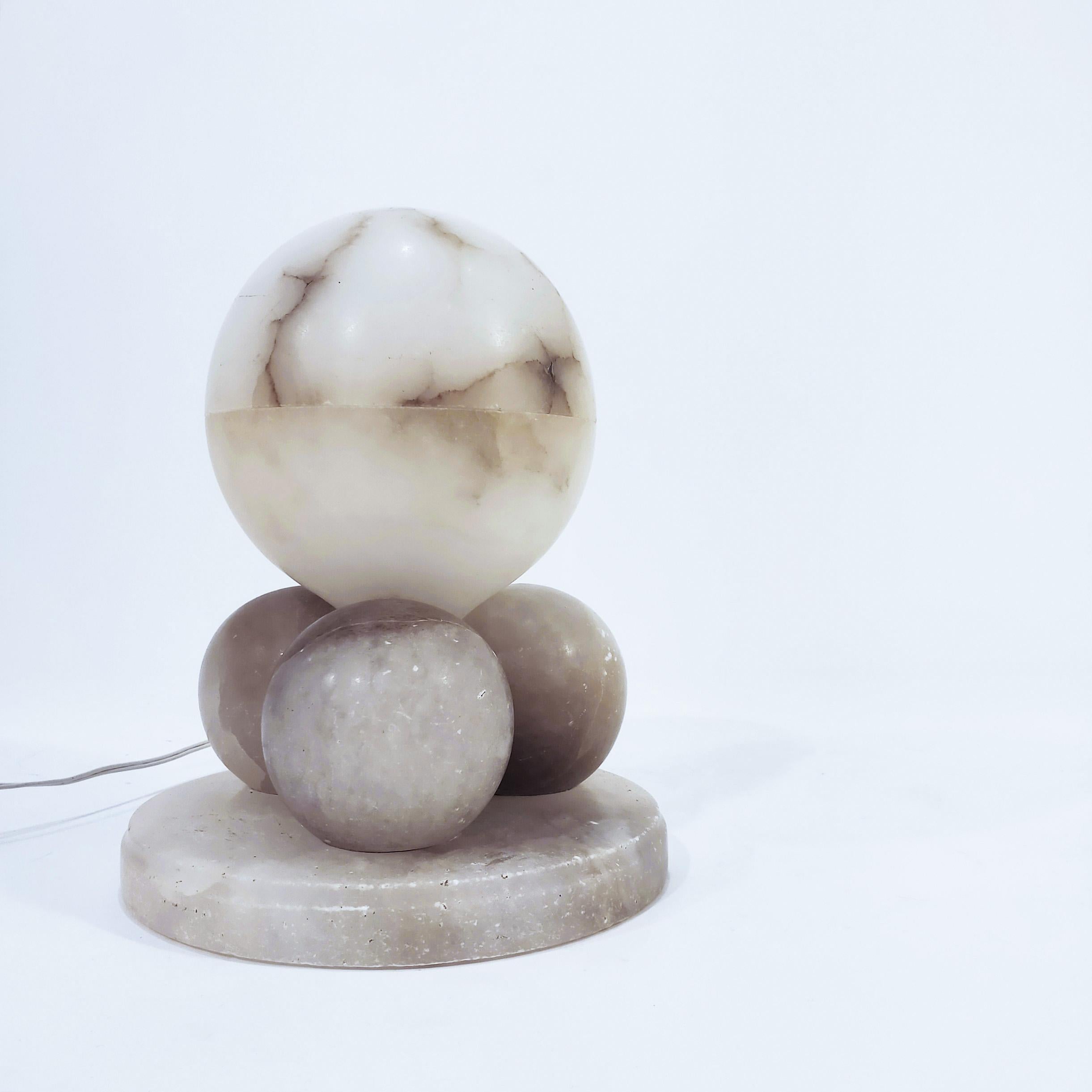 Mid-Century Modern Cubist alabaster table lamp in the style of Eclipsi, Spain, 1950s For Sale