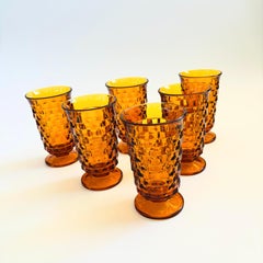 Cubist Amber Glass Iced Tea Tumblers - Set of 6 - Whitehall by Colony