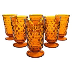 Cubist Amber Glass Iced Tea Tumblers - Set of 6 - Whitehall by Colony