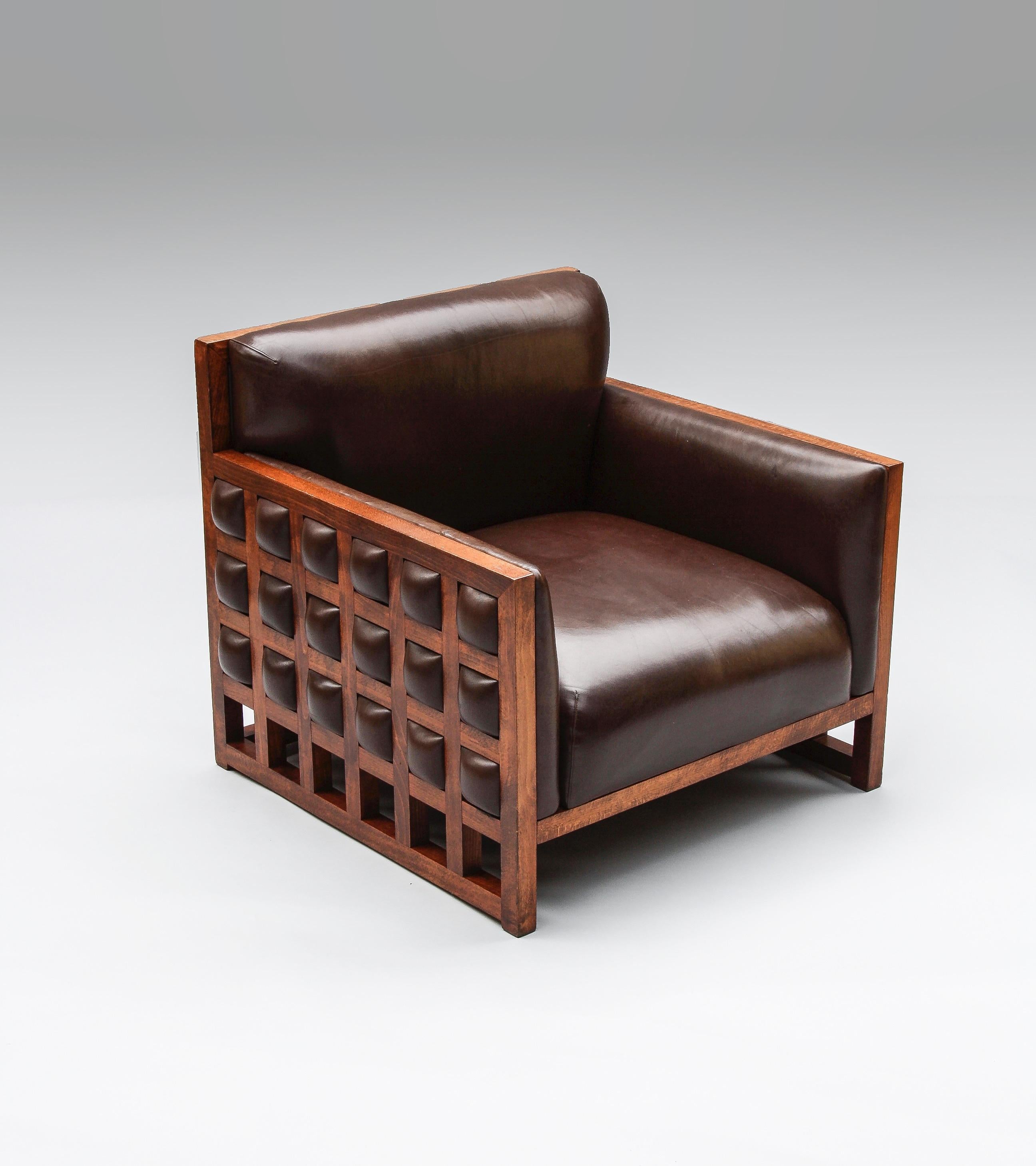 Beech Cubist Armchair/ Zbyněk Hřivnáč for the Hotel Praha/ 1970s For Sale