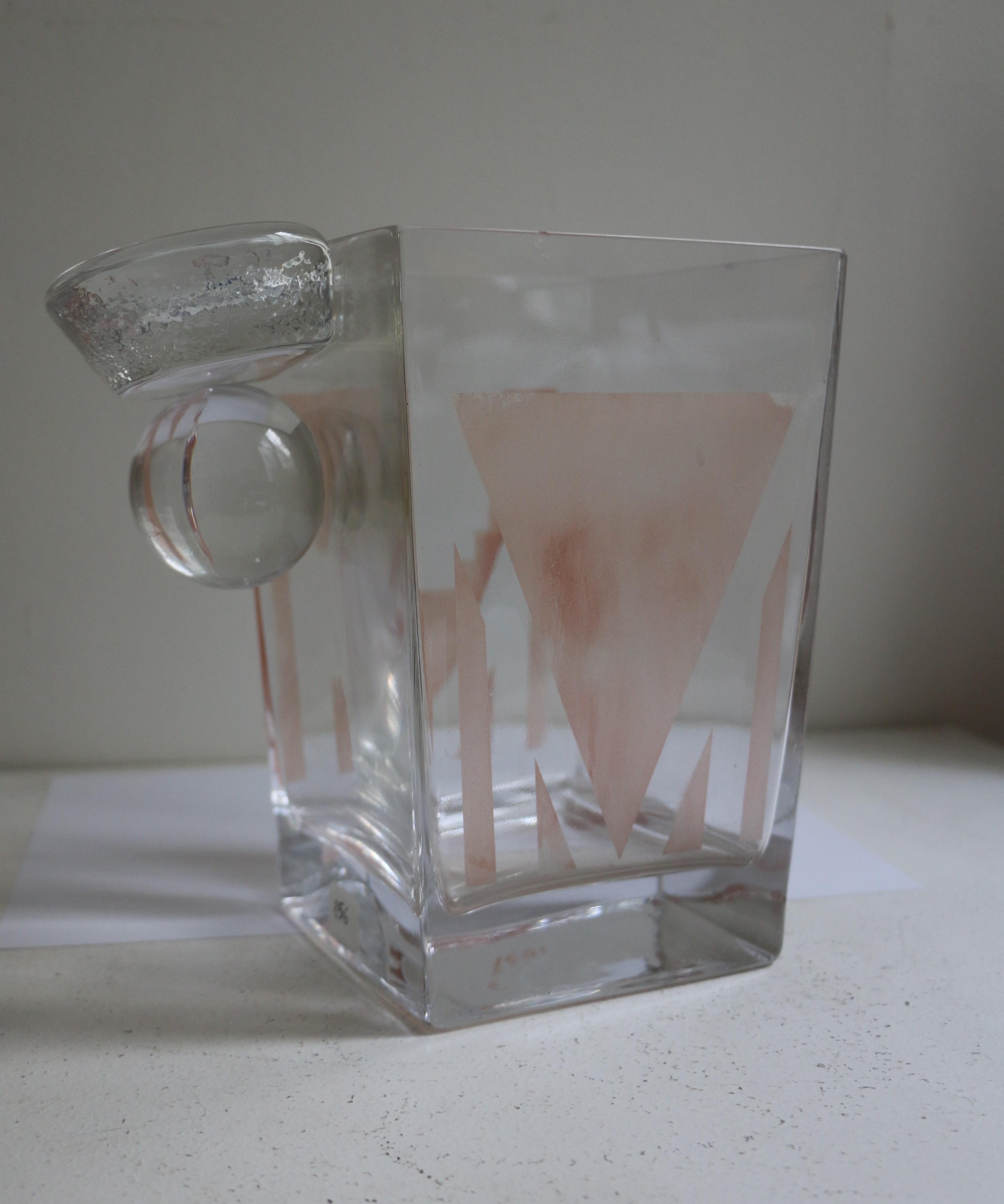 Engraved Cubist Art Deco Vase by A Riecke, France, from Restaurant La Coupole, Dated 1937
