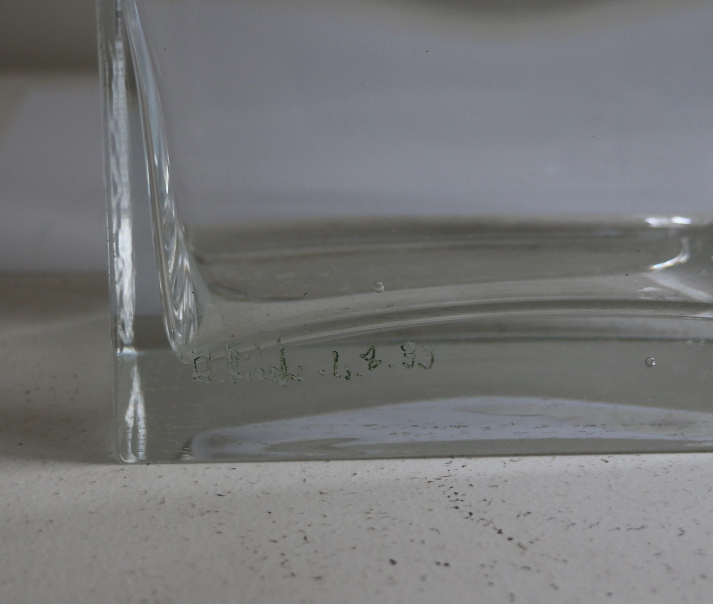 Engraved Cubist Art Deco Vase by A Riecke, France, Signed and Dated 1939