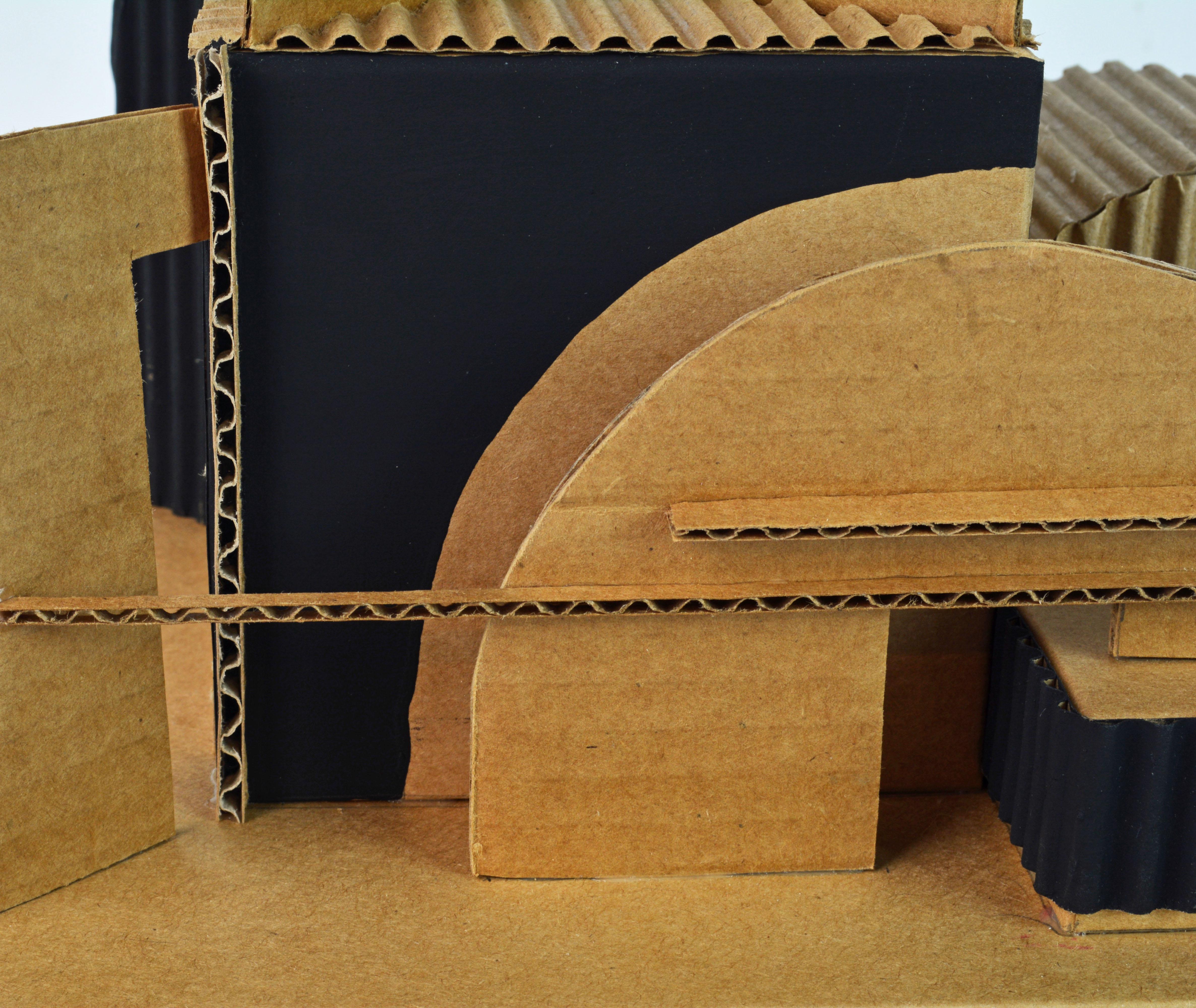 Cubist Bauhaus Style Architectural Cardboard Table Sculpture by Virgil Greca 2