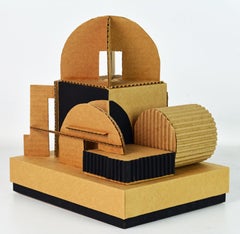 Cubist Bauhaus Style Architectural Cardboard Table Sculpture by Virgil Greca