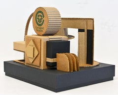 Cubist Bauhaus Style Architectural Cardboard Table Sculpture by Virgil Greca