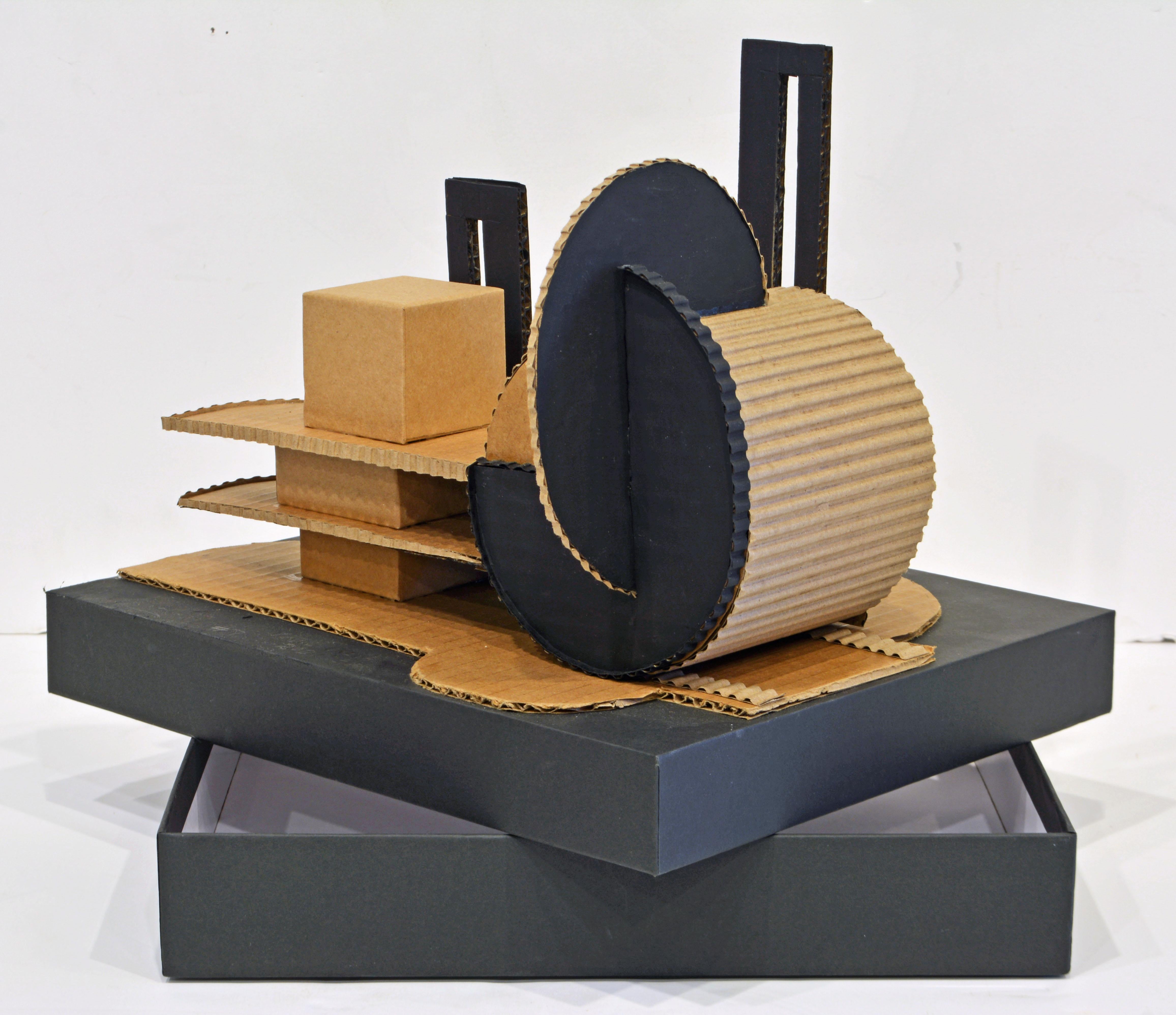 American Cubist Bauhaus Style Architectural Cardboard Table Sculpture by Virgil Greca For Sale