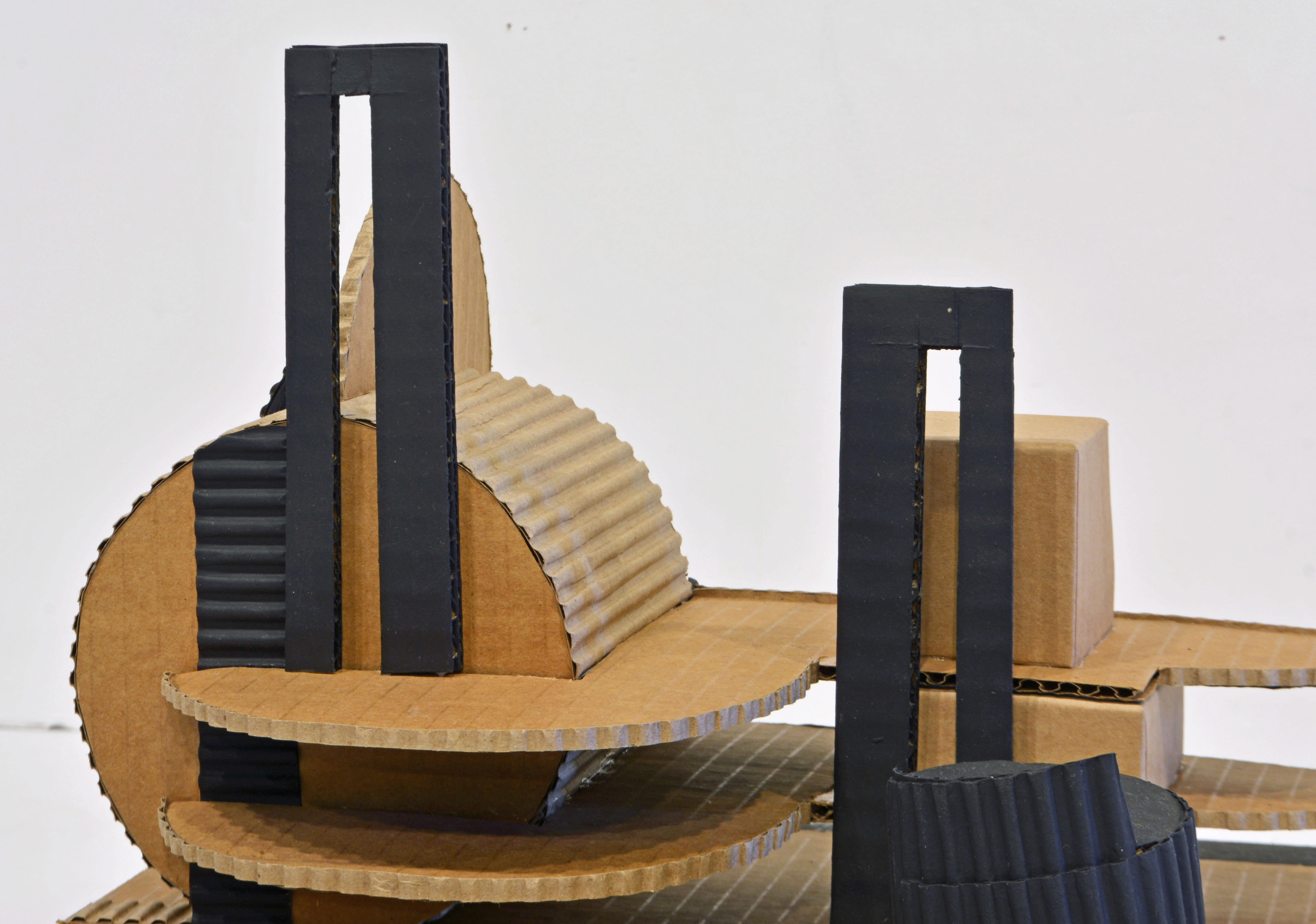 Sculpture de table en carton architecturale cubiste de style Bauhaus de Virgil Greca en vente 1