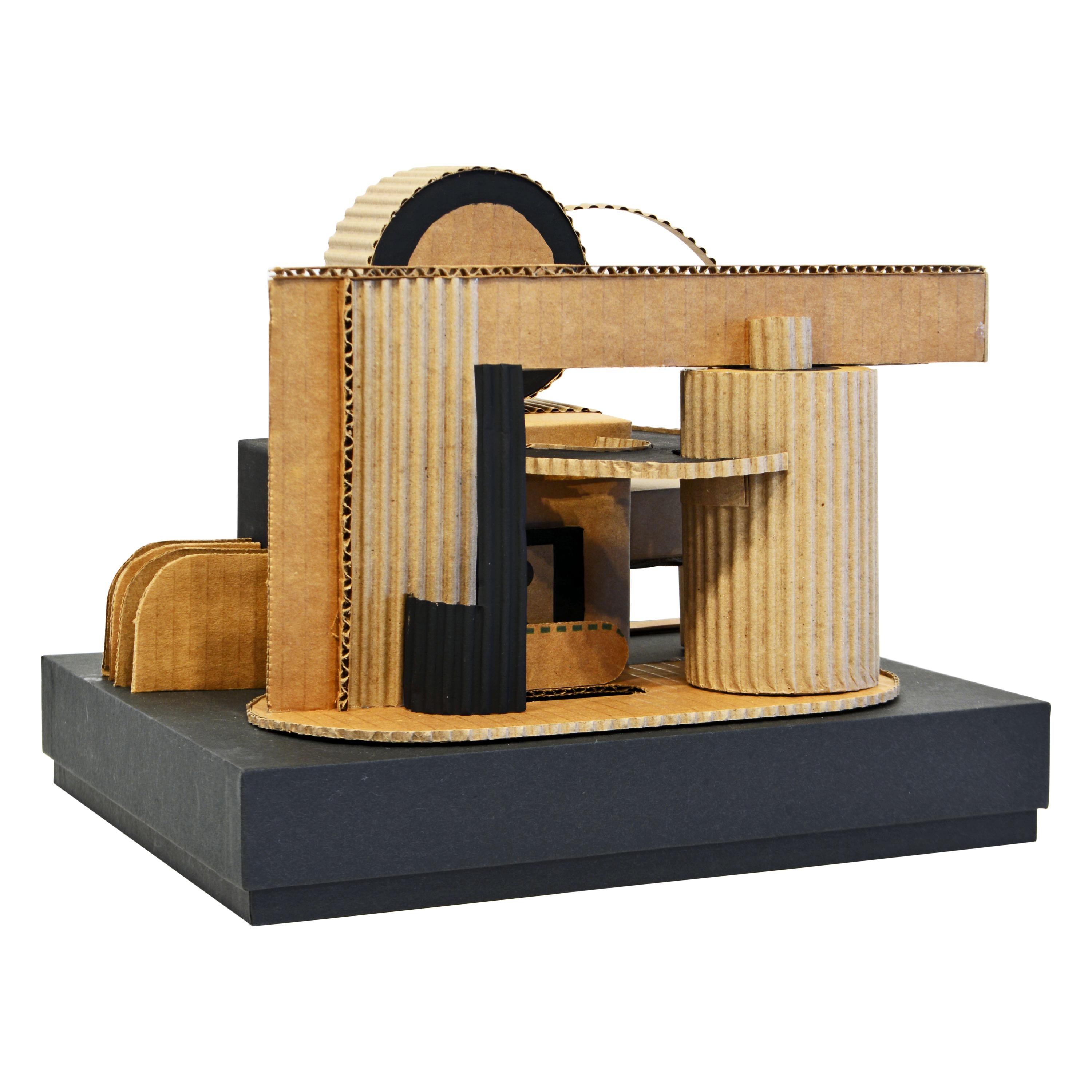 Cubist Bauhaus Style Architectural Cardboard Table Sculpture by Virgil Greca For Sale