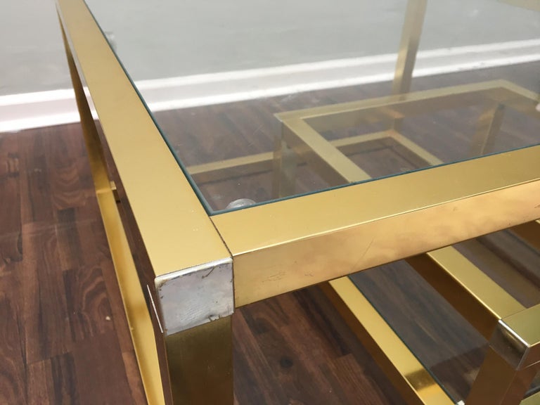 Cubist Brass Swivel Coffee Table With Wine Rack After Milo