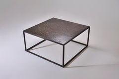 Cubist Bronze and Brass Occasional Square Table, by P. Tendercool