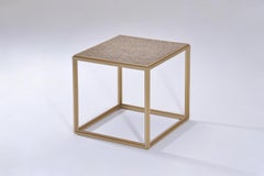 Cubist Bronze and Brass Occasional Square Table, by P. Tendercool