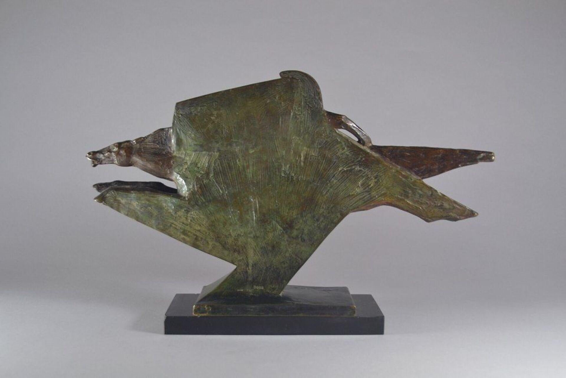 Mid-20th Century Cubist bronze warrior signed Wanda. French. Circa 1930. Art Deco