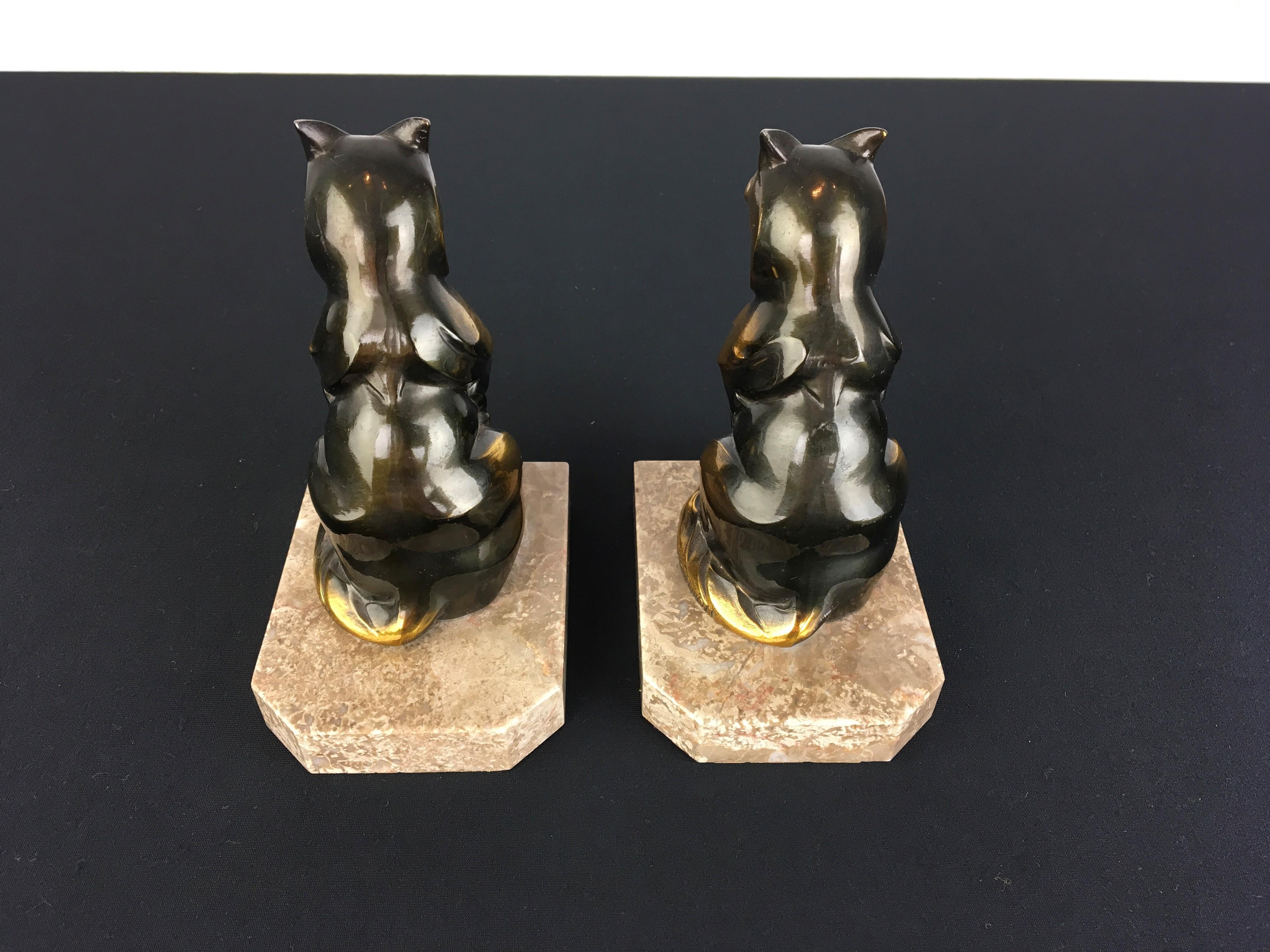 Cubist Cat Bookends by Franjou, France, 1930s For Sale 1