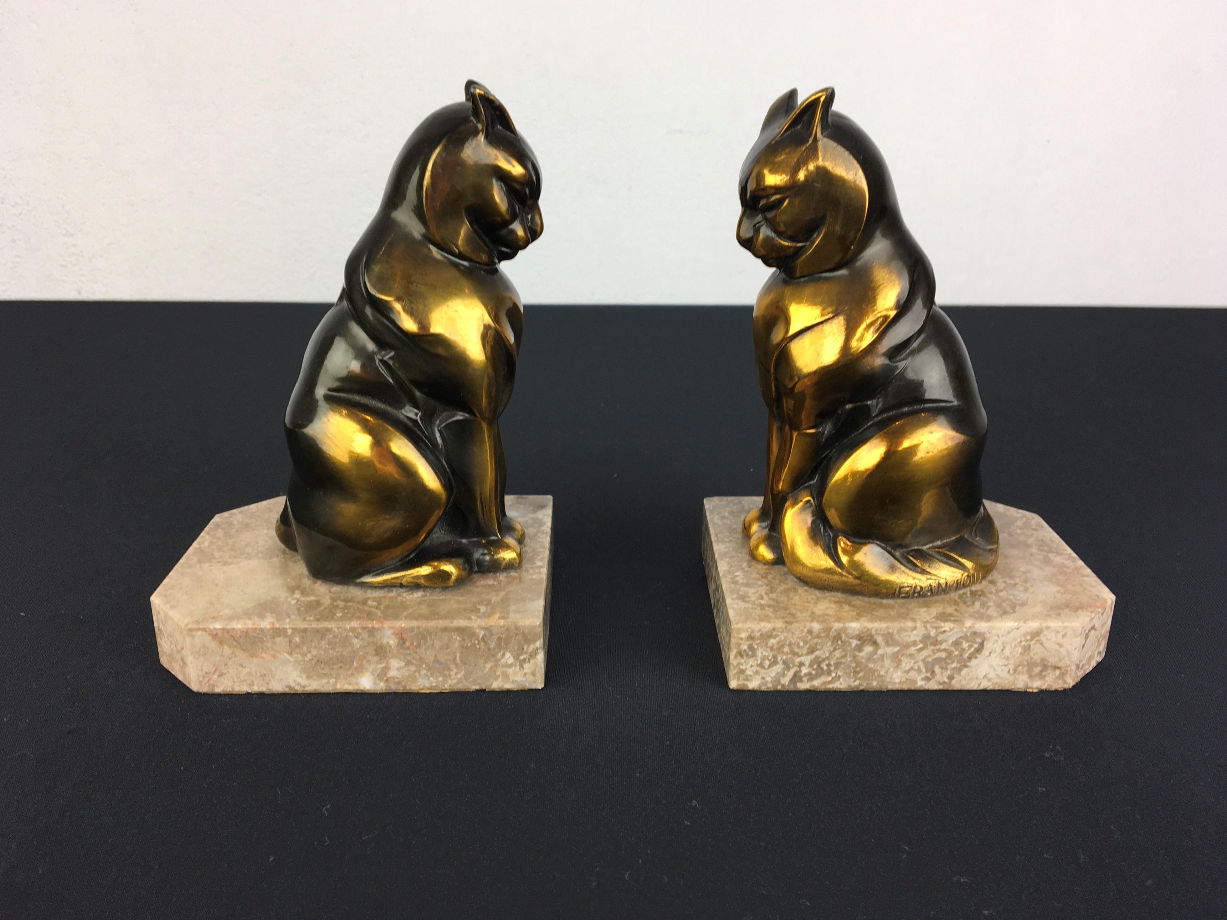 Cubist Cat Bookends by Franjou, France, 1930s For Sale 2