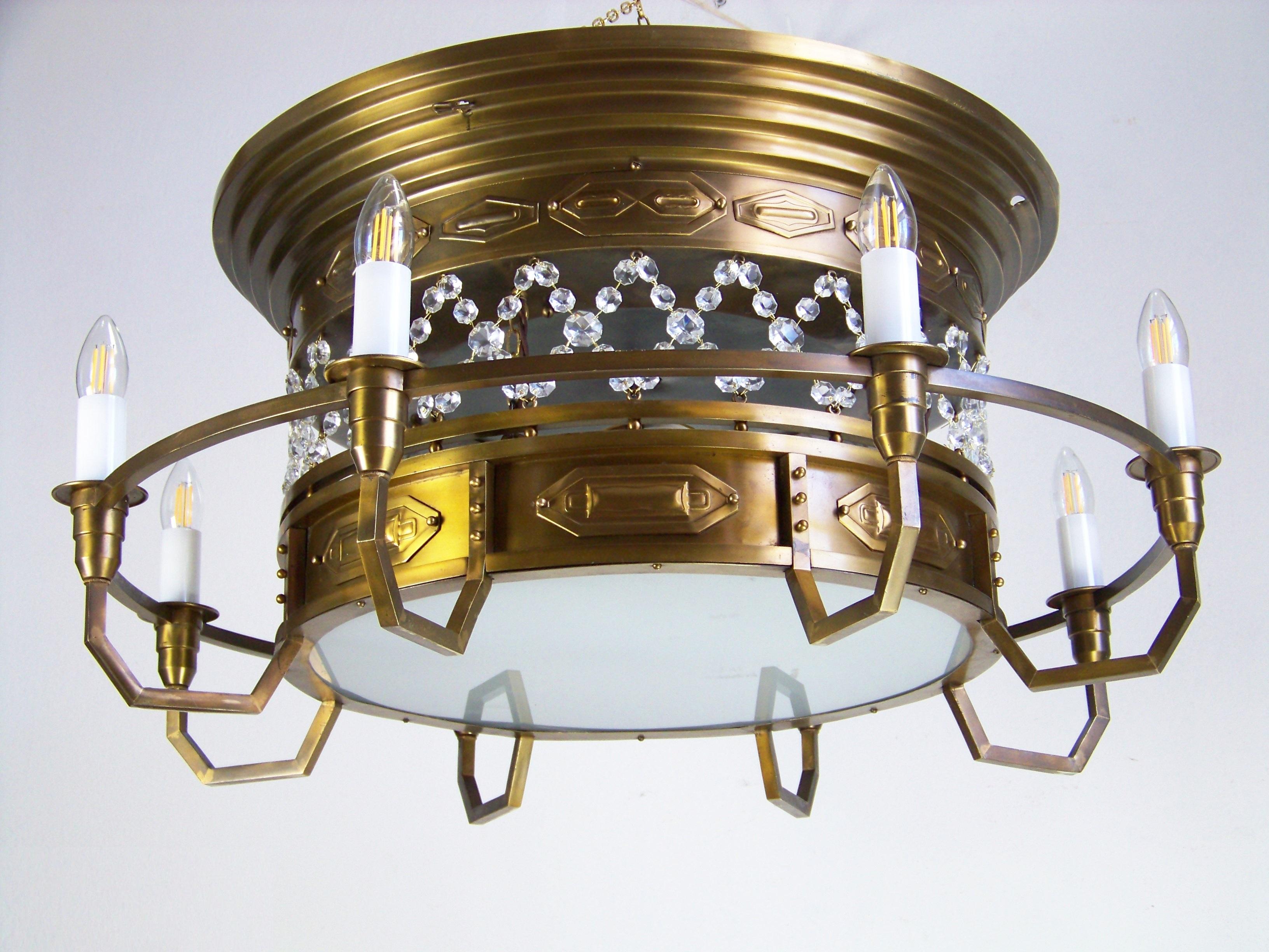 Belle Époque Cubist Ceiling Lamp, circa 1910