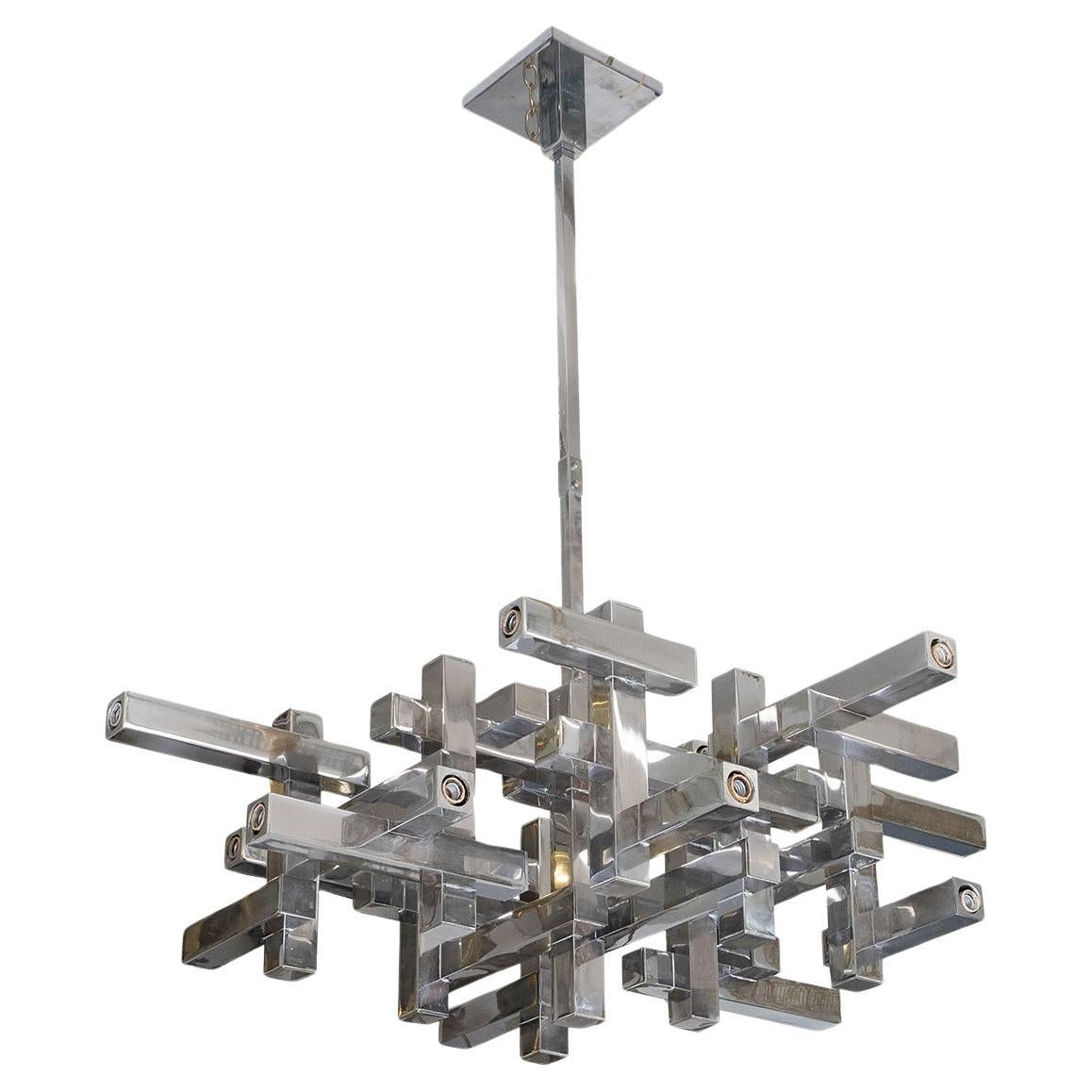 Cubist chandelier by Sciolari For Sale