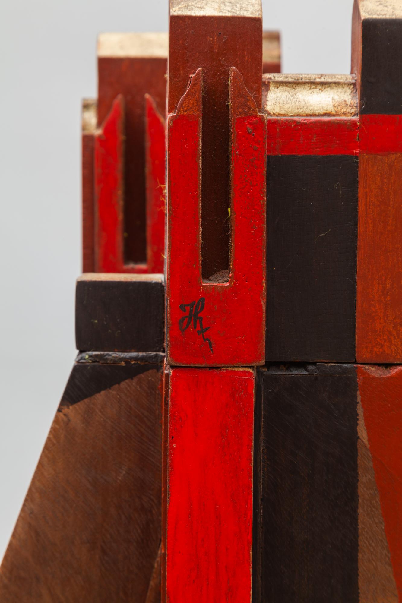 Cubist Cityscape Wood Sculpture Mid-Century Modern, Belgium, 1960s 1