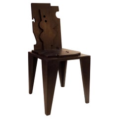 Cubist Collage Chair, in ebonized, black cherry wood. By Josh Page Studio