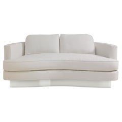 Tailored Mohair Loveseat, "Cubist Curve Sofa " 70" by Lauren Rottet