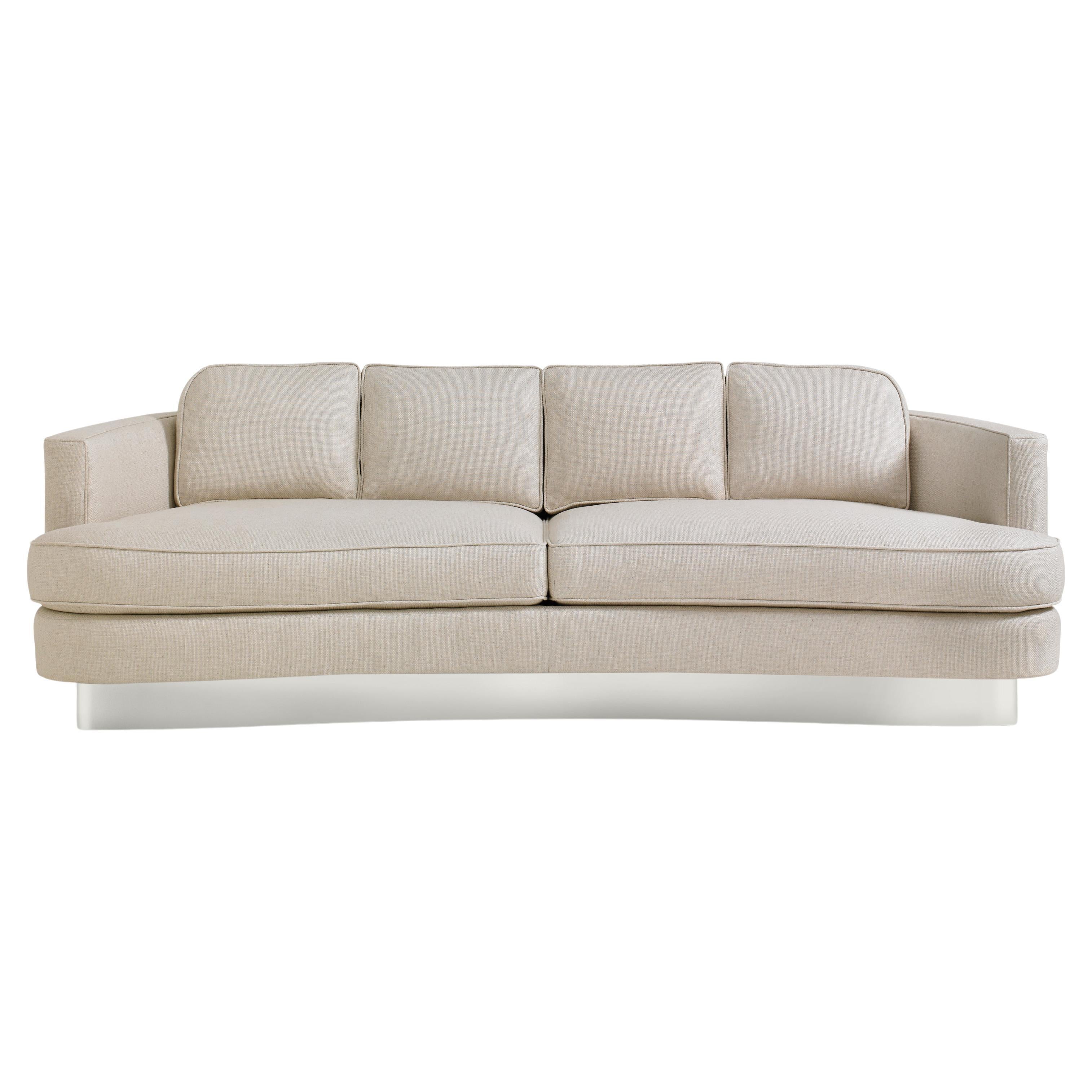 Cubist Curve Sofa 90", Upholstered Loveseat with Stainless Steel Base For Sale