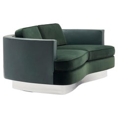 Cubist Curve Sofa, Upholstered Loveseat with Stainless Steel Base