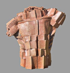 Torso maschile in ceramica in stile cubista destrutturato, firmato dall'artista, XX secolo