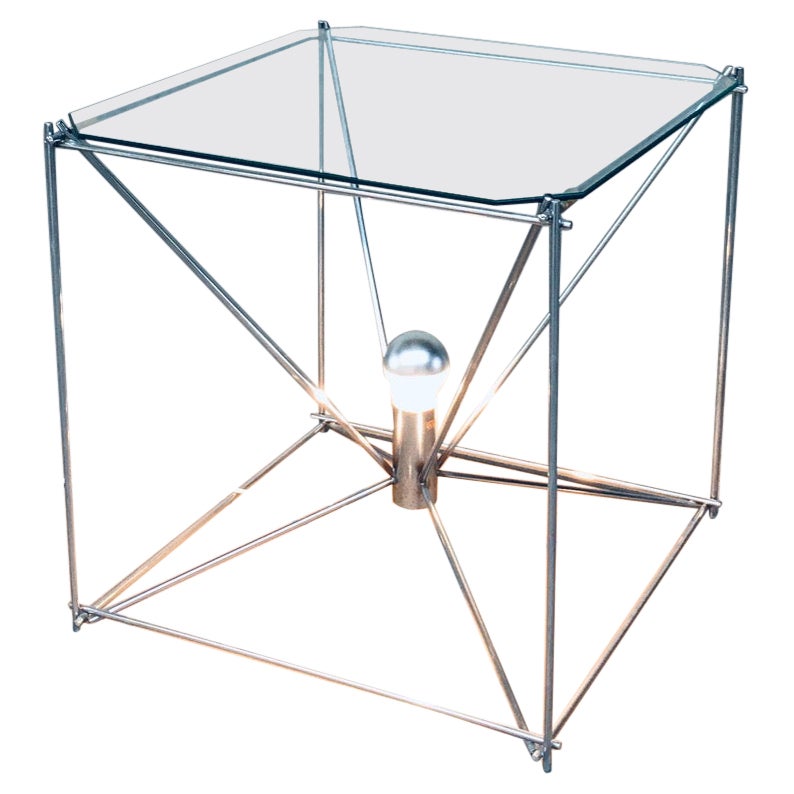 Tavolo lampada da terra di design cubista di Max Sauze, Francia anni '60 in vendita