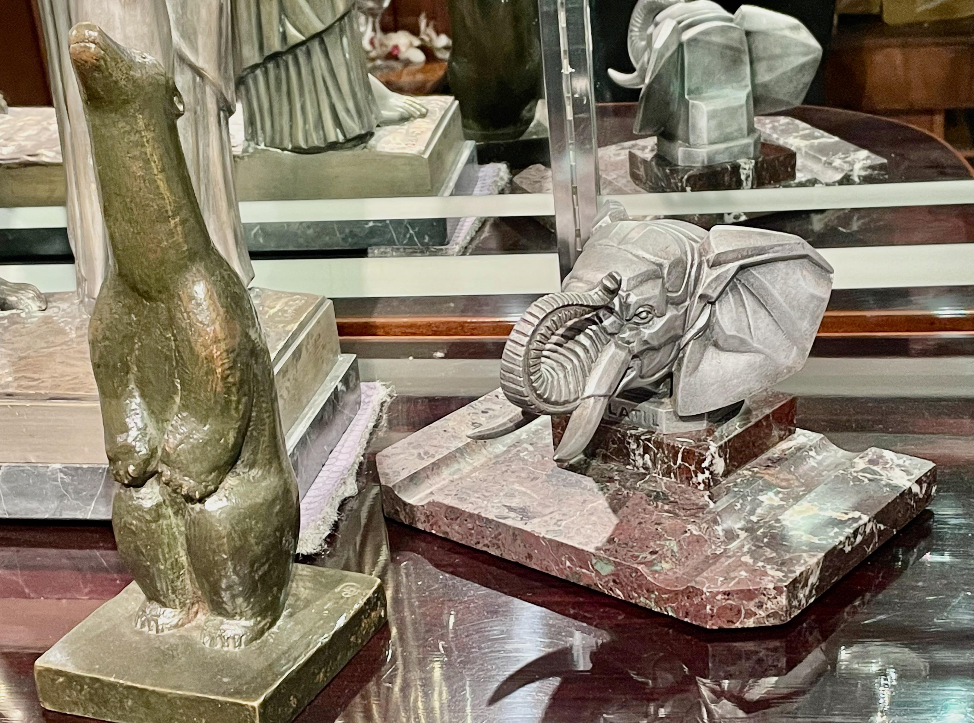 Spelter Cubist Elephant Truck Mascot by Frederick Bazin French 1920s Art Deco