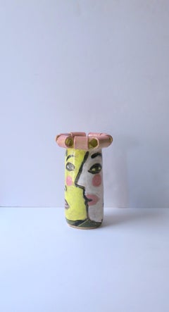 Cubist Face Studio Pottery Sculpture Vase in the Style of Picasso, 1989