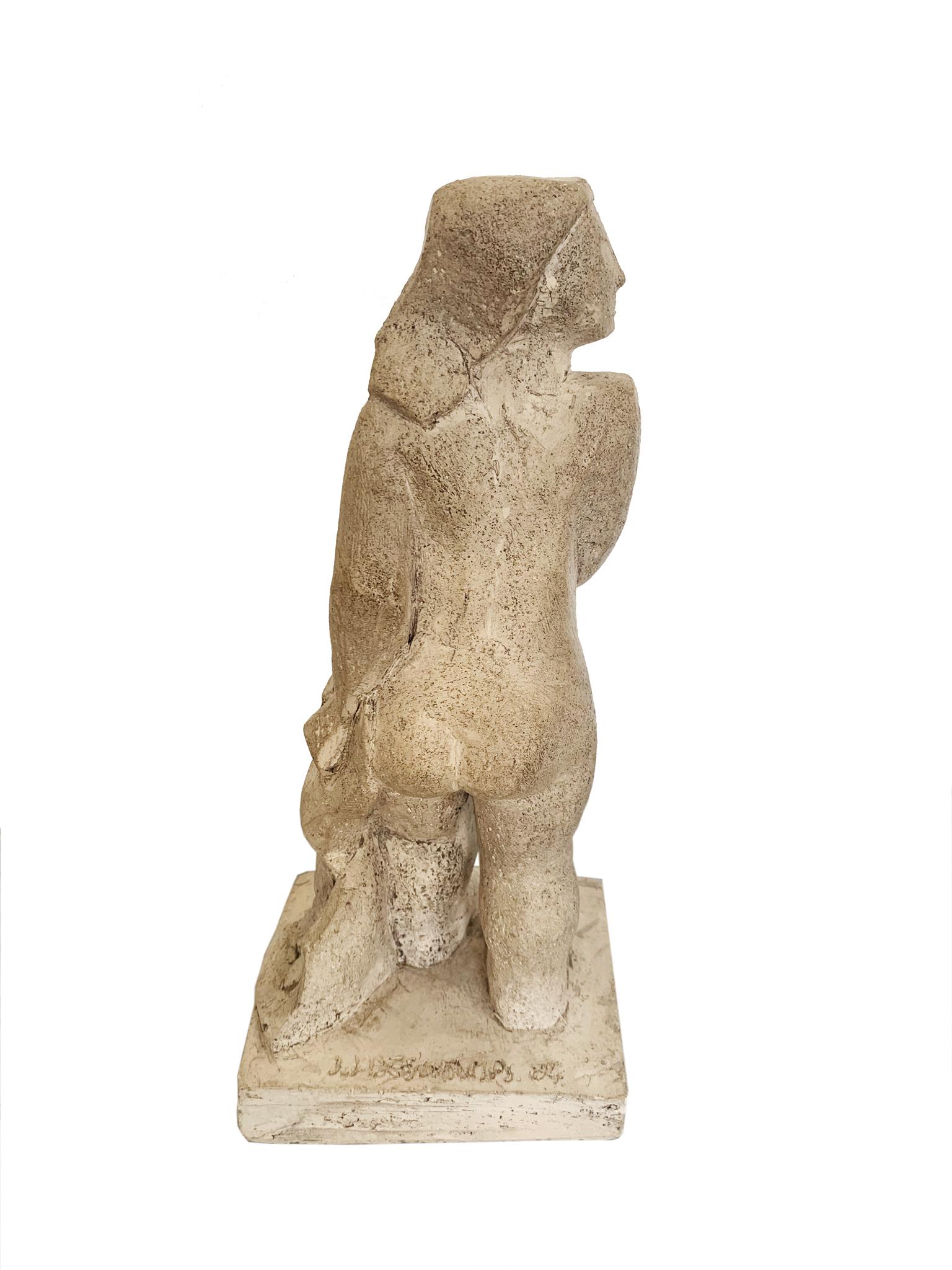 Other CUBIST FEMALE PLASTER SCULPTURE by Jean Jacques Deschamps, French, 20th Century