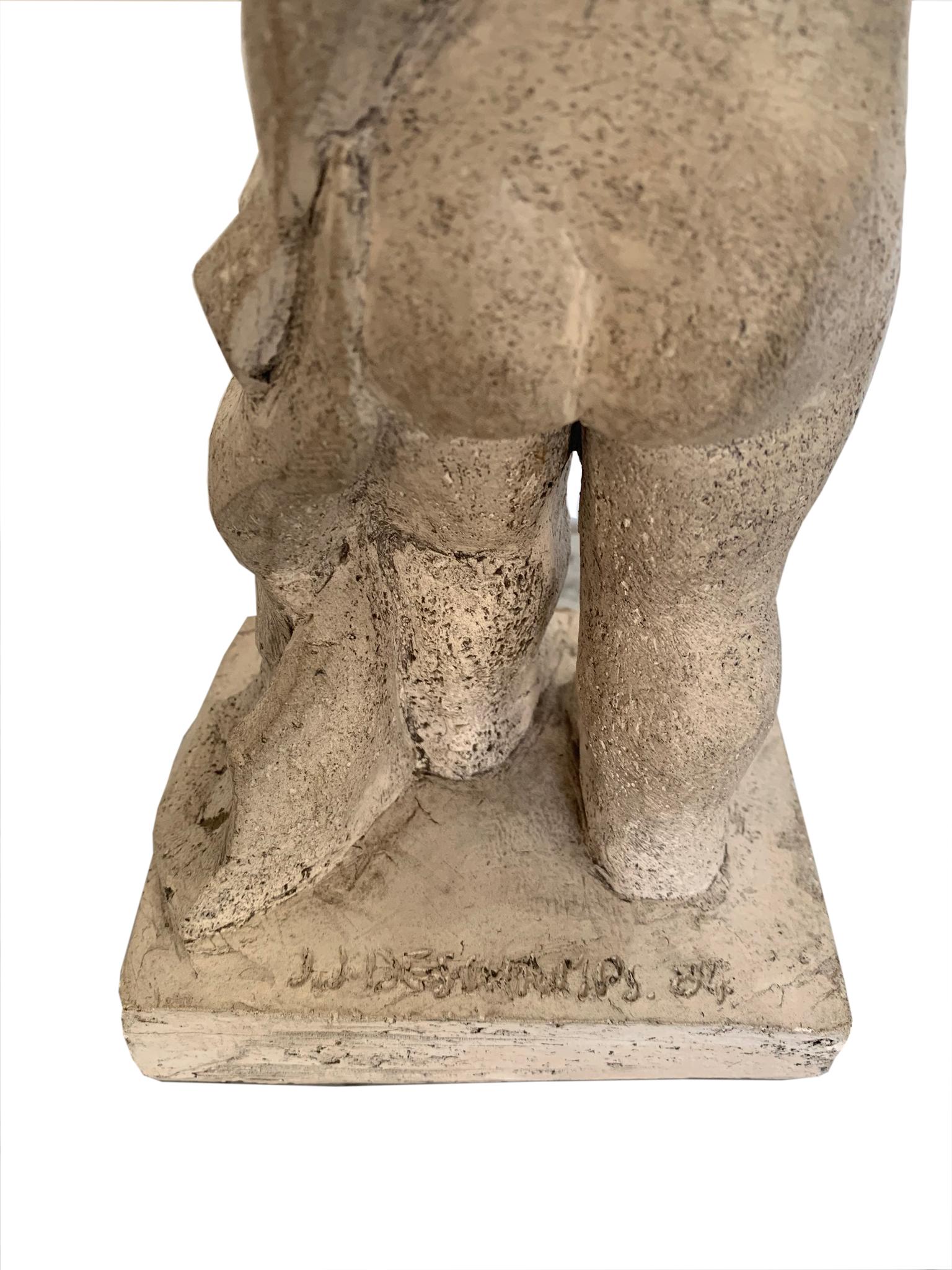 CUBIST FEMALE PLASTER SCULPTURE by Jean Jacques Deschamps, French, 20th Century In Good Condition In Somerton, GB