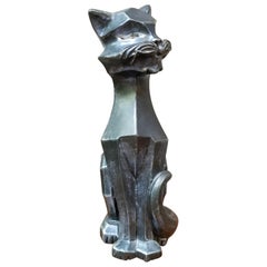 Cubist Figurine of a Cat Dated 1961
